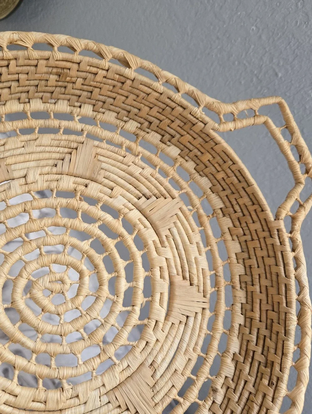 Woven Straw Sun Basket with Handles
